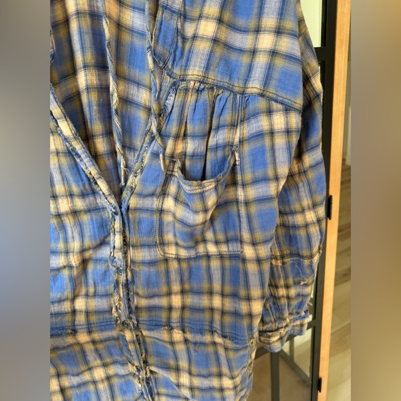 We The Free People One Of The Boys long sleeve Plaid Tunic Shirt lagenlook tie - Picture 8 of 8